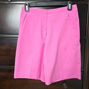 Bubblegum Pink Nanotex Poly Twill Golf Zip Pockets Shorts NWOT Size 2